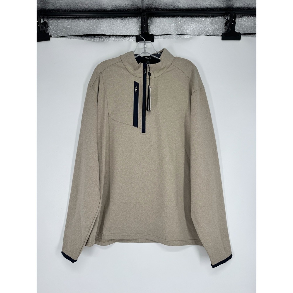 RLX Polo Ralph Lauren Sweater 2XL Khaki Oatmeal Quarter 1/4 Zip Performance Golf